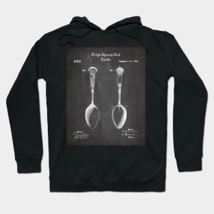 Kitchen Spoon Patent - Cooking Baker Kitchen Décor Art - Black Chalkboard Hoodie